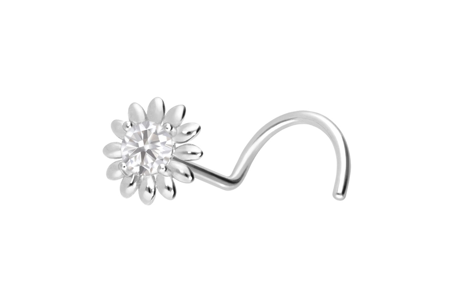 14/18 Karat Gold Nasenstecker Nasenpiercing Spirale MOISSANIT + BLUME